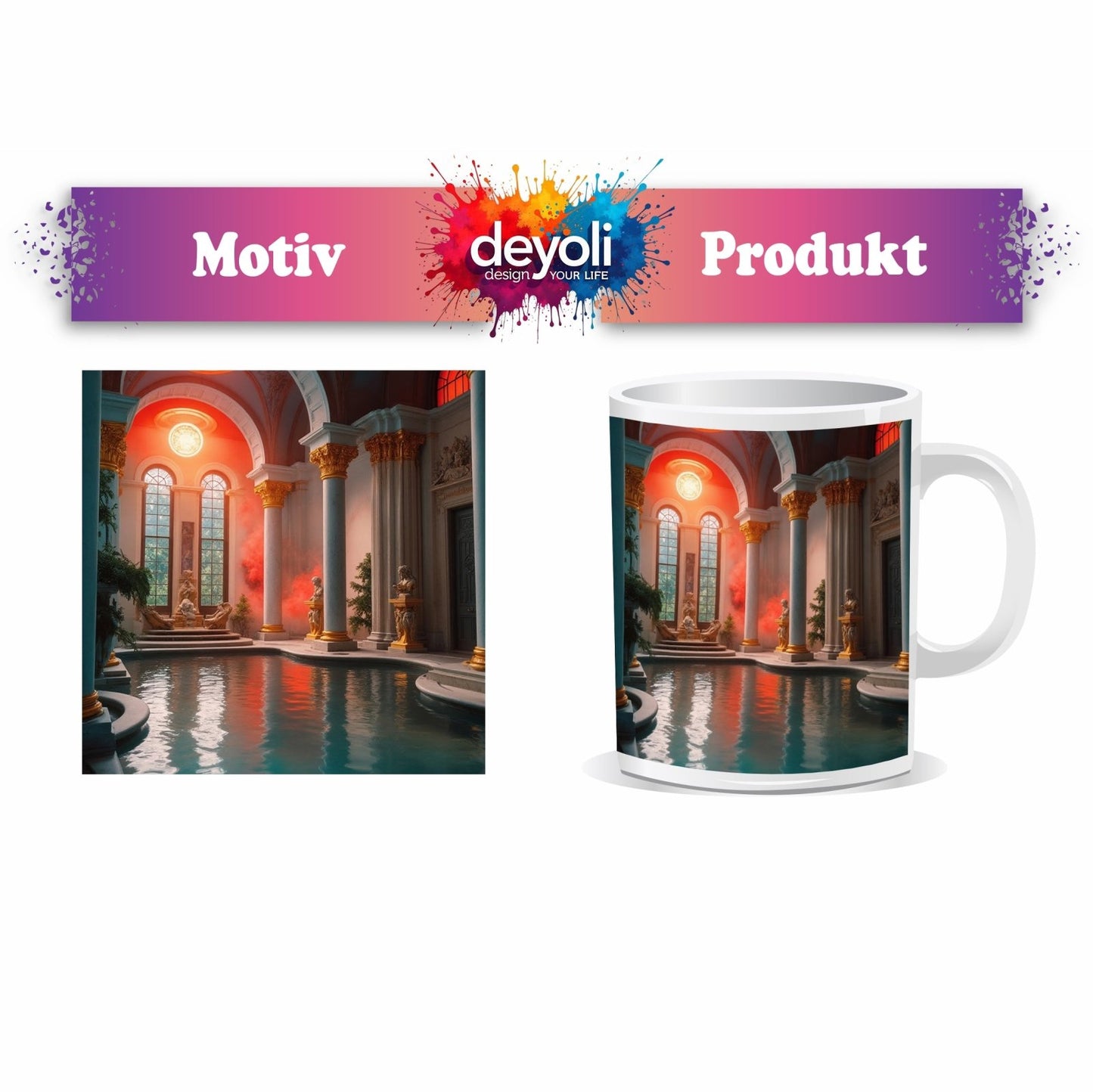 Motivtasse Prunk und Glanz umgeben das mystische Badegemach. - deyoli