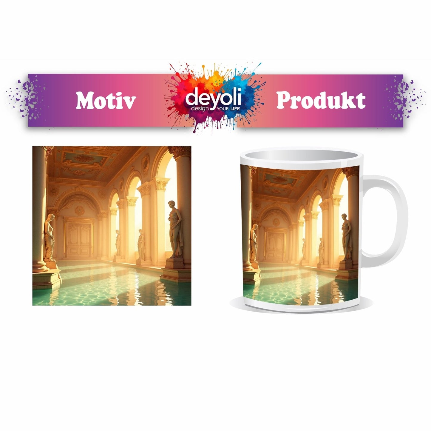Motivtasse Prunkvoller Säulengang, wo Stille und Eleganz sich spiegeln. - deyoli