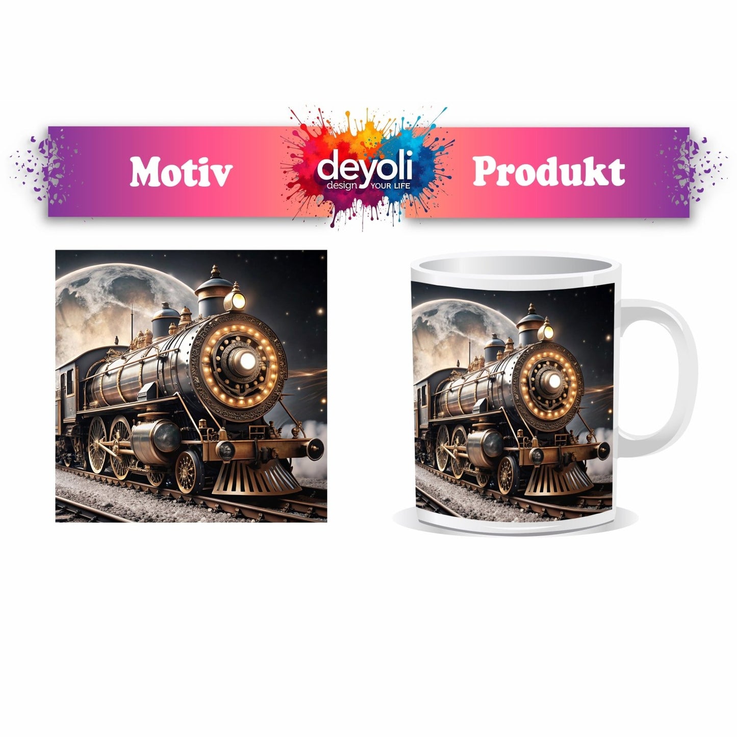 Motivtasse Vor dem Mondlicht glänzt die Reise ins Ungewisse. - deyoli