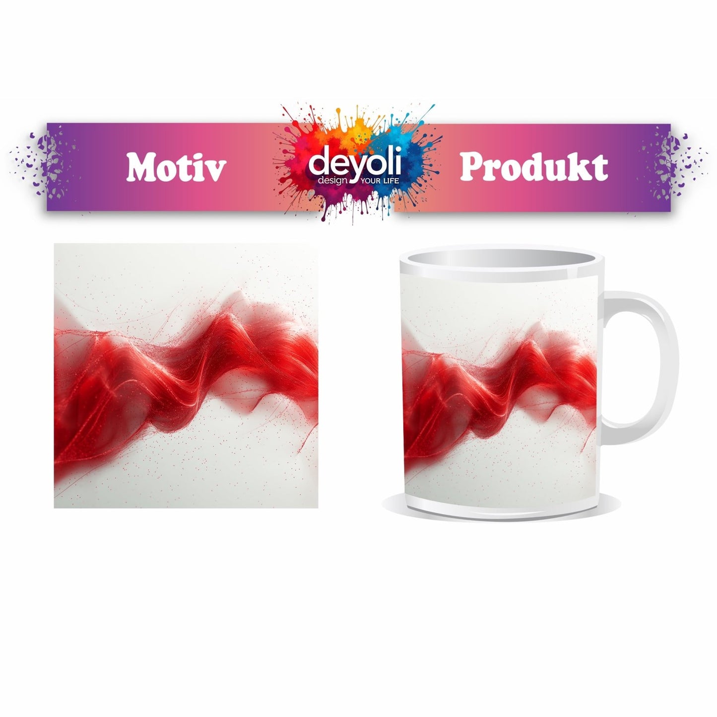 Motivtasse Zarter Schimmer aus rotem Licht, schwerelos im Raum. - deyoli