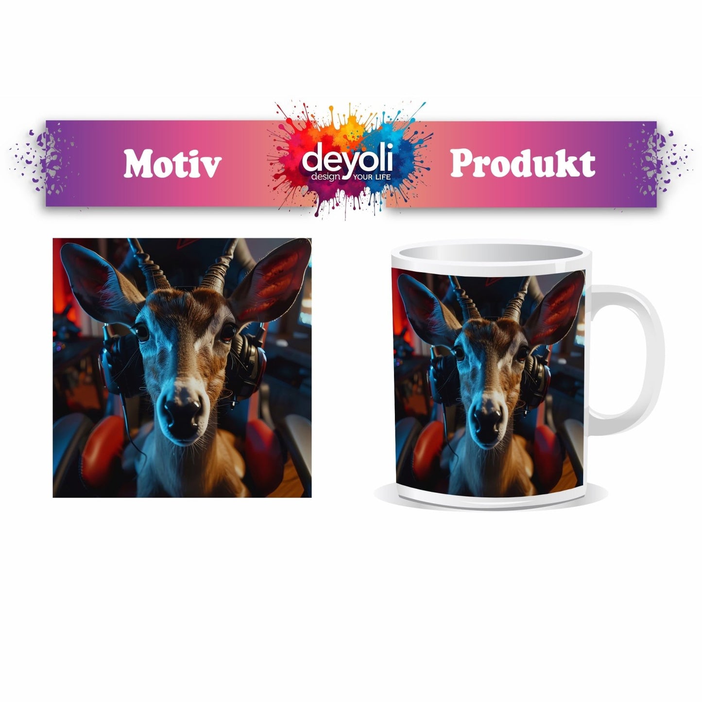 Motivtasse Zocker - Antilope – wild im Spiel, klug im Kopf. - deyoli