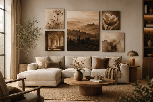 Sepia Leinwandbilder stilvoll kombinieren