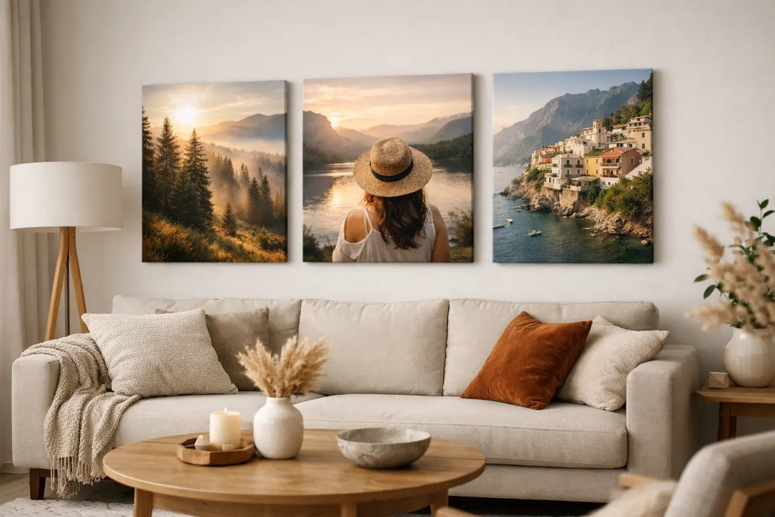 Wohnzimmer Makeover mit Leinwandbildern