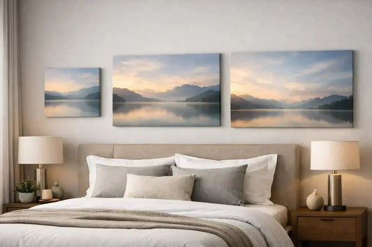 Wie groß Leinwandbild über Bett sein sollte – Größen-Guide für das Schlafzimmer