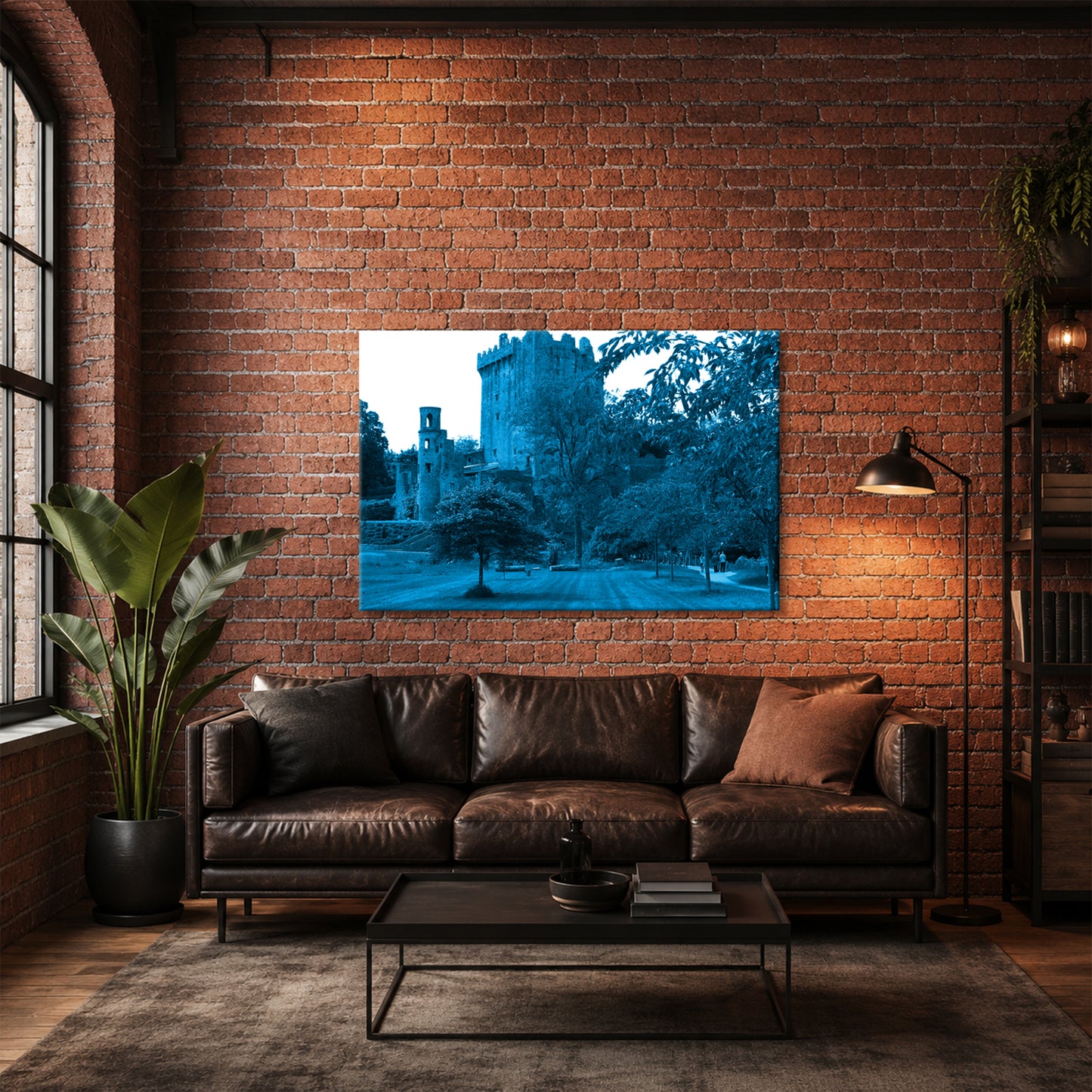 deyoli Leinwandbild Blarney Castle in Irland Format 100x70 Effekt: Monocrome Blau