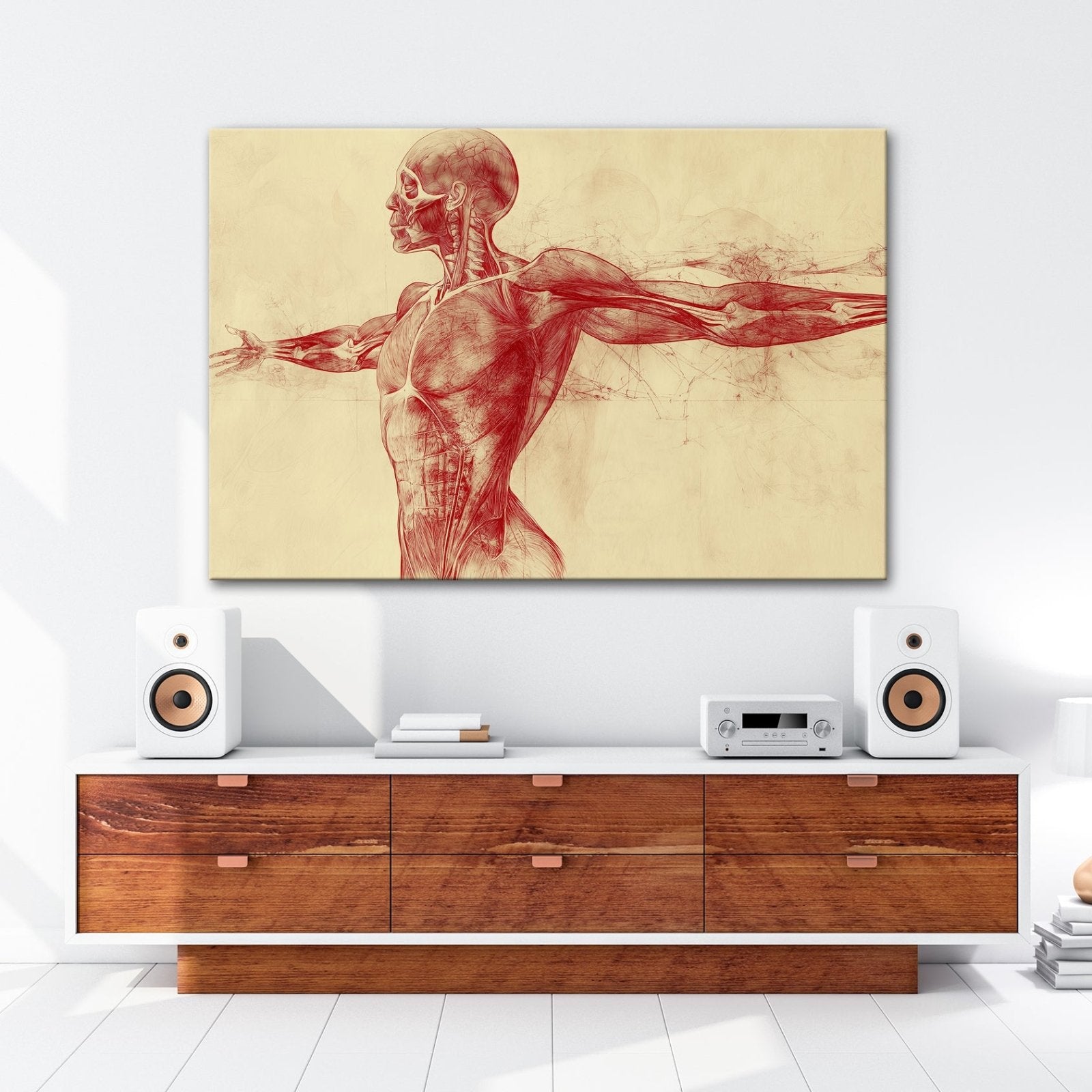 Anatomische Studie Leinwandbild XXL - Detailreiche Rotzeichnung Wandbild 60x40 cm - deyoli