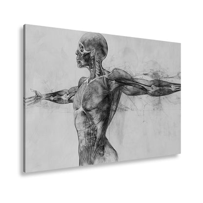 Anatomische Studie Leinwandbild XXL - Detailreiche Rotzeichnung Wandbild 60x40 cm - deyoli