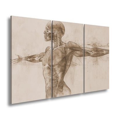 Anatomische Studie Leinwandbild XXL - Detailreiche Rotzeichnung Wandbild 60x40 cm - deyoli