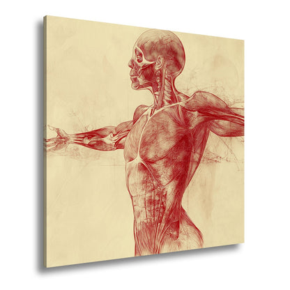 Anatomische Studie Leinwandbild XXL - Detailreiche Rotzeichnung Wandbild 60x40 cm - deyoli