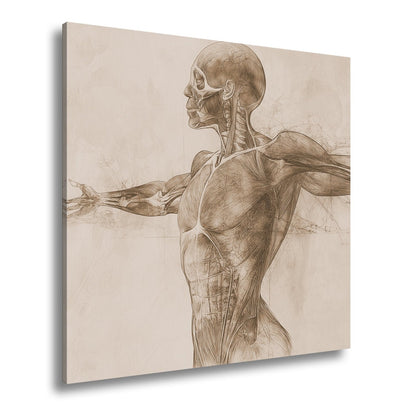 Anatomische Studie Leinwandbild XXL - Detailreiche Rotzeichnung Wandbild 60x40 cm - deyoli