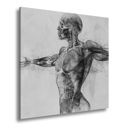 Anatomische Studie Leinwandbild XXL - Detailreiche Rotzeichnung Wandbild 60x40 cm - deyoli