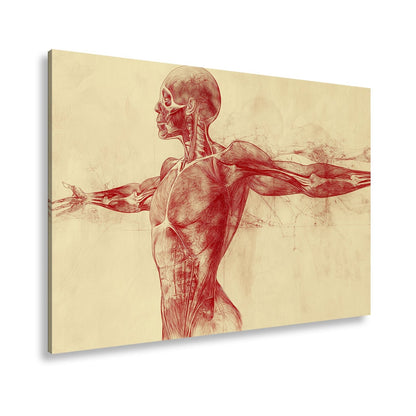 Anatomische Studie Leinwandbild XXL - Detailreiche Rotzeichnung Wandbild 60x40 cm - deyoli