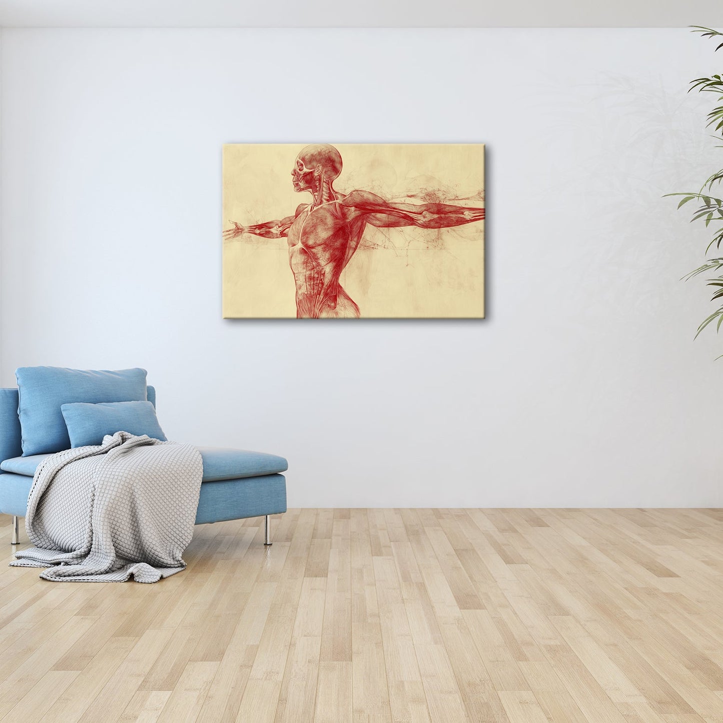 Anatomische Studie Leinwandbild XXL - Detailreiche Rotzeichnung Wandbild 60x40 cm - deyoli