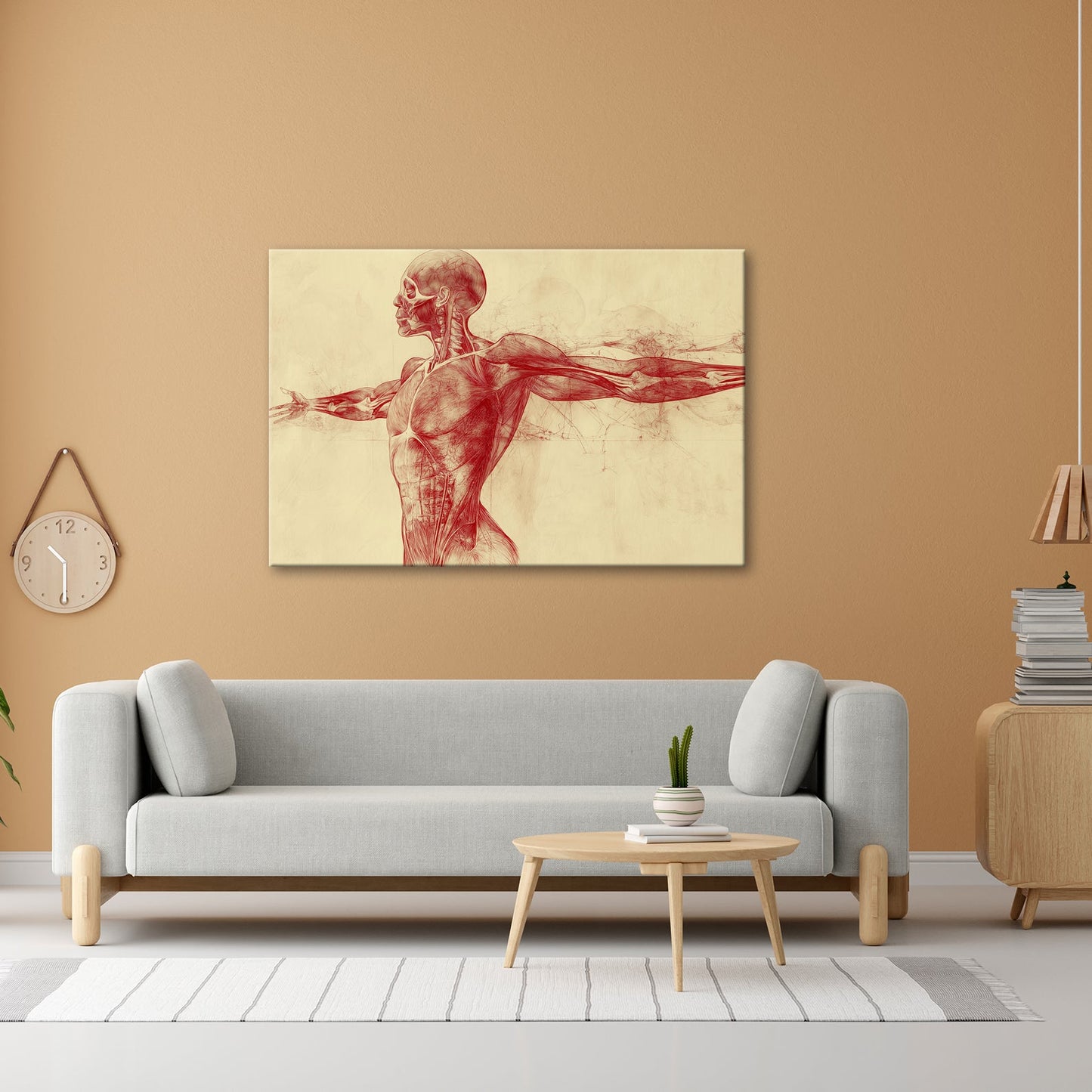 Anatomische Studie Leinwandbild XXL - Detailreiche Rotzeichnung Wandbild 60x40 cm - deyoli