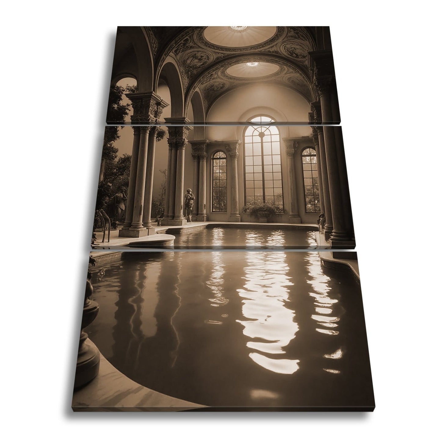Leinwandbild Abendlicht taucht das Badehaus in goldene Stille. - deyoli