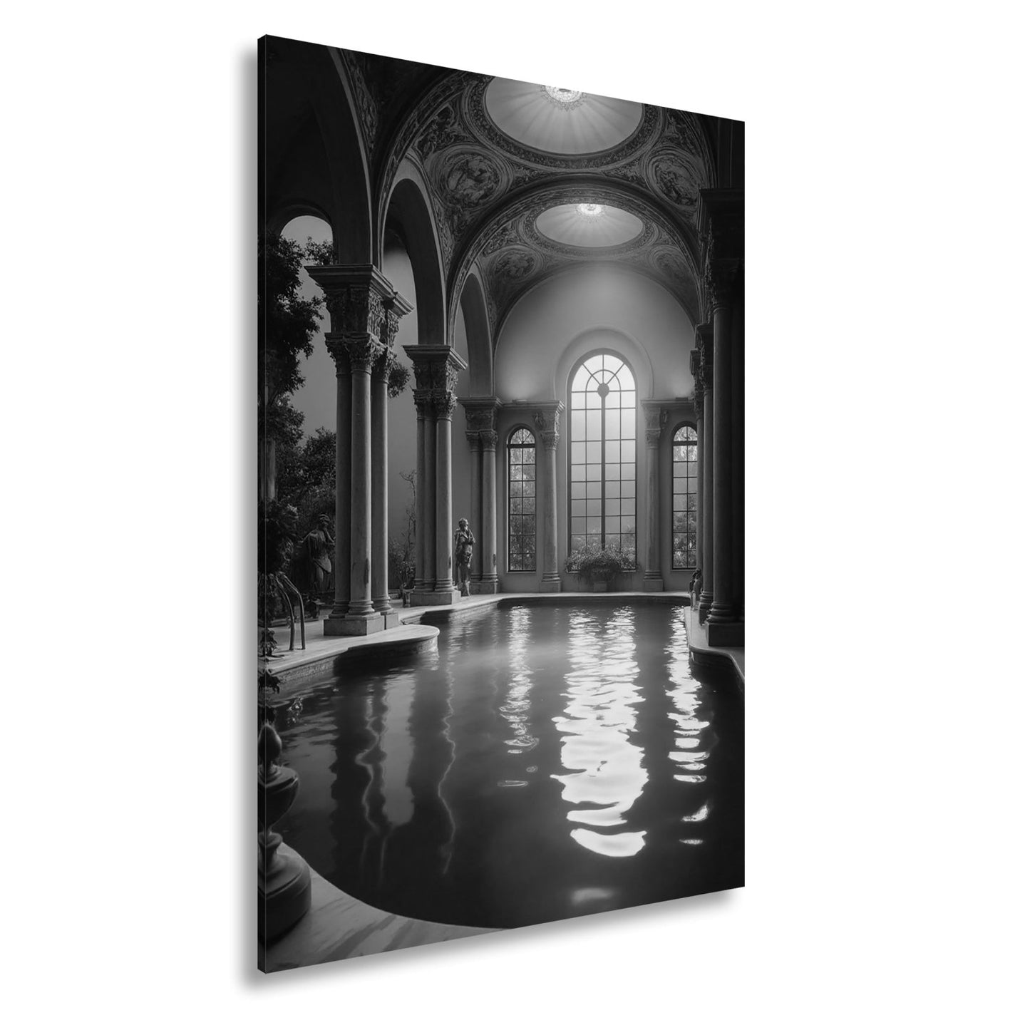 Leinwandbild Abendlicht taucht das Badehaus in goldene Stille. - deyoli