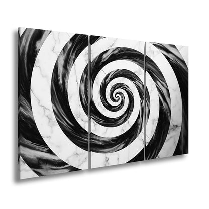Leinwandbild Abstrakt XXL – Schwarze Spirale auf weißem Marmor hypnotisch - deyoli
