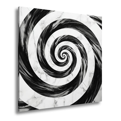 Leinwandbild Abstrakt XXL – Schwarze Spirale auf weißem Marmor hypnotisch - deyoli