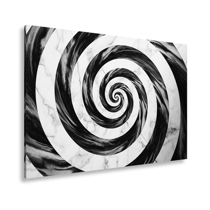 Leinwandbild Abstrakt XXL – Schwarze Spirale auf weißem Marmor hypnotisch - deyoli