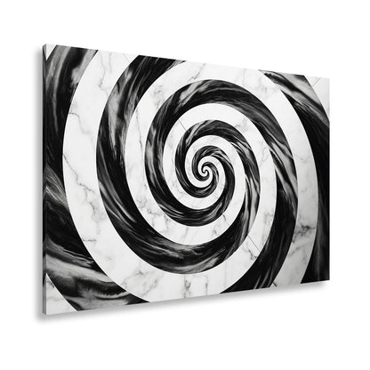 Leinwandbild Abstrakt XXL – Schwarze Spirale auf weißem Marmor hypnotisch - deyoli