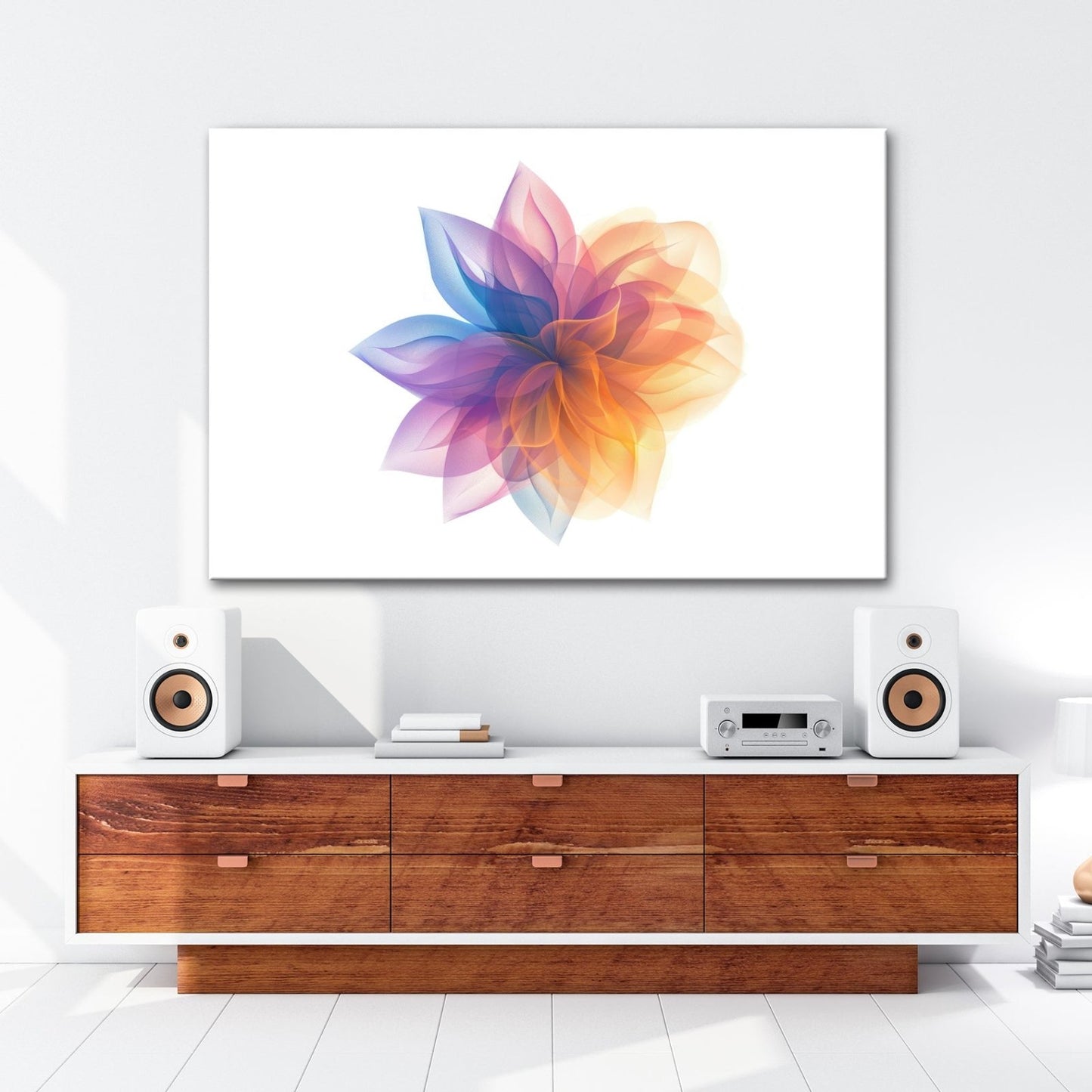 Leinwandbild Abstrakte Blume aus fließenden Farbschleiern - deyoli
