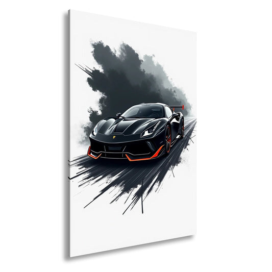 Leinwandbild Aggressives Supercar – Dramatische Comic - Inszenierung XXL - deyoli