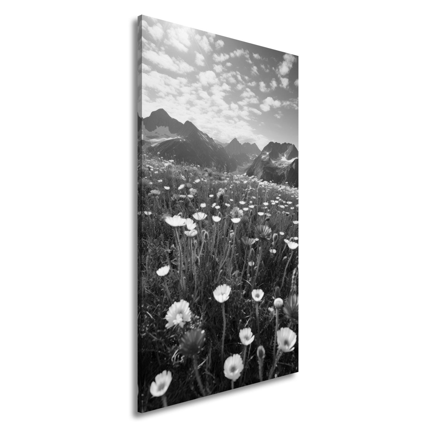 Leinwandbild Alpenblumen erblühen stolz vor majestätischer Bergkulisse. - deyoli