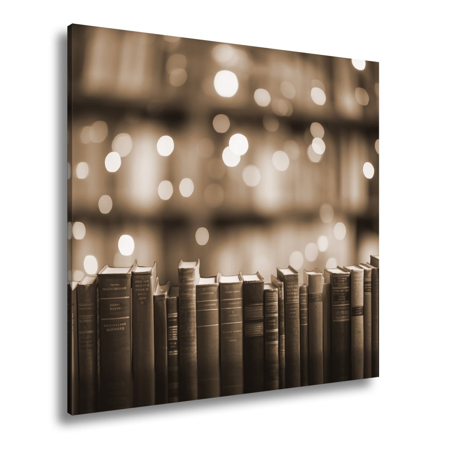 Leinwandbild Alte Bücher – Warm im Zauber der Bibliothekslichter XXL - deyoli