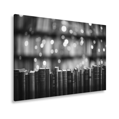 Leinwandbild Alte Bücher – Warm im Zauber der Bibliothekslichter XXL - deyoli