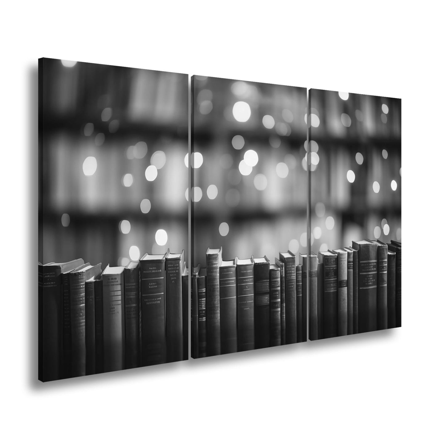 Leinwandbild Alte Bücher – Warm im Zauber der Bibliothekslichter XXL - deyoli