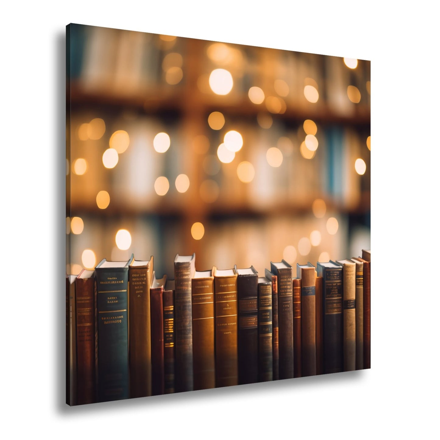 Leinwandbild Alte Bücher – Warm im Zauber der Bibliothekslichter XXL - deyoli