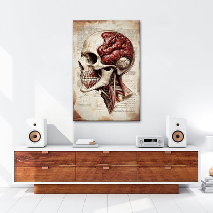 Leinwandbild Anatomie der Gedanken – der Schädel als Kunst der Erkenntnis. - deyoli