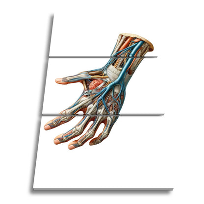 Leinwandbild Anatomie der Hand, ein Geflecht aus Nerven, Muskeln, Leben - deyoli