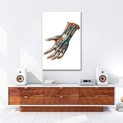 Leinwandbild Anatomie der Hand, ein Geflecht aus Nerven, Muskeln, Leben - deyoli