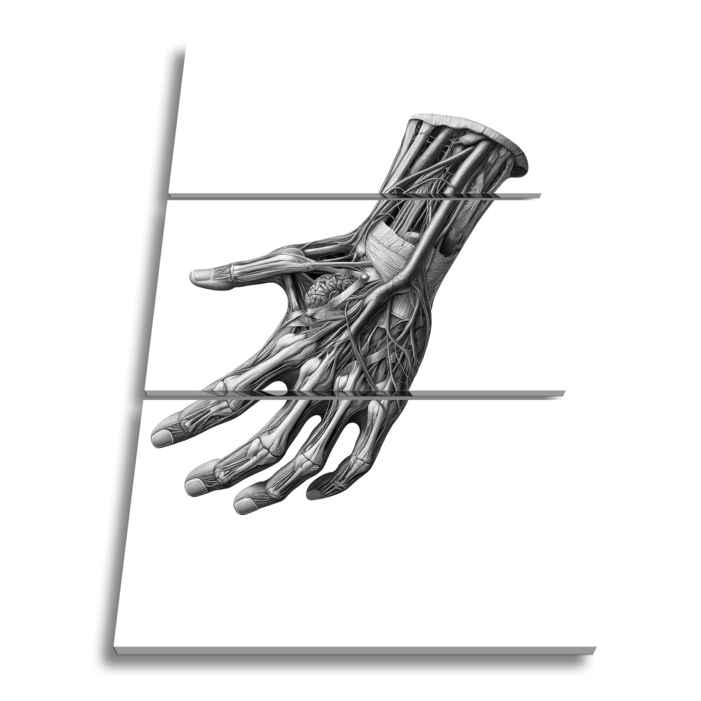 Leinwandbild Anatomie der Hand, ein Geflecht aus Nerven, Muskeln, Leben - deyoli
