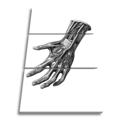 Leinwandbild Anatomie der Hand, ein Geflecht aus Nerven, Muskeln, Leben - deyoli