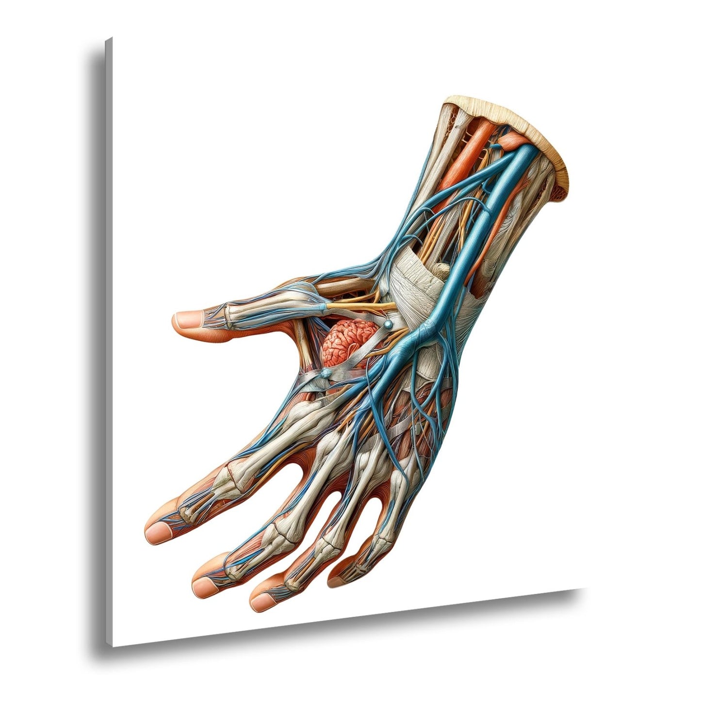 Leinwandbild Anatomie der Hand, ein Geflecht aus Nerven, Muskeln, Leben - deyoli