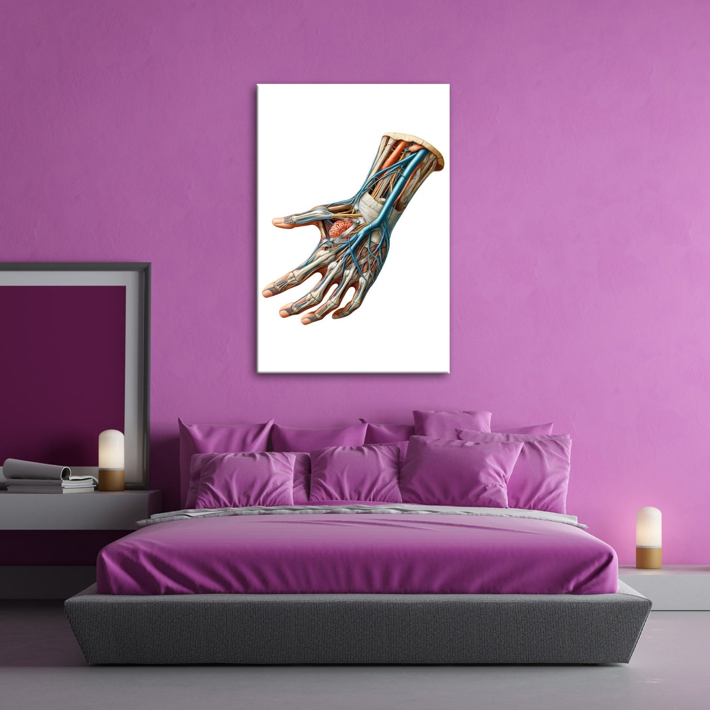 Leinwandbild Anatomie der Hand, ein Geflecht aus Nerven, Muskeln, Leben - deyoli