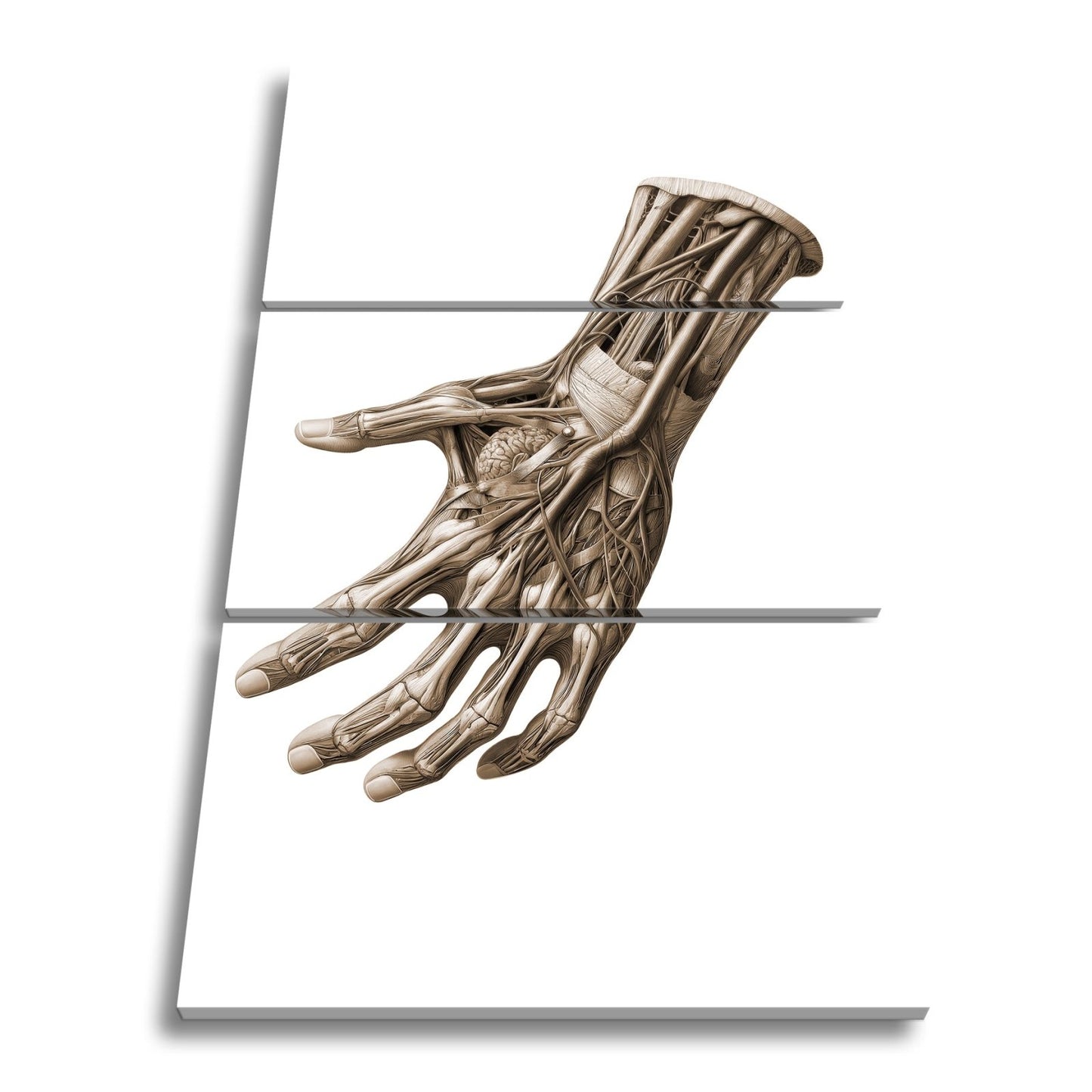 Leinwandbild Anatomie der Hand, ein Geflecht aus Nerven, Muskeln, Leben - deyoli