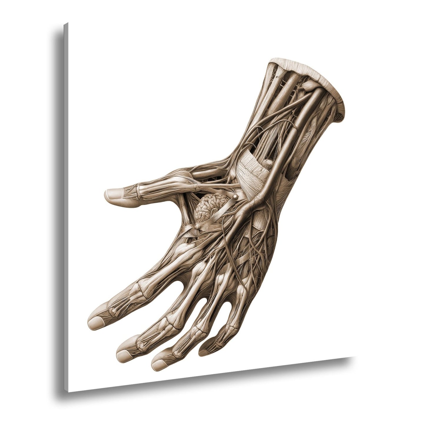 Leinwandbild Anatomie der Hand, ein Geflecht aus Nerven, Muskeln, Leben - deyoli