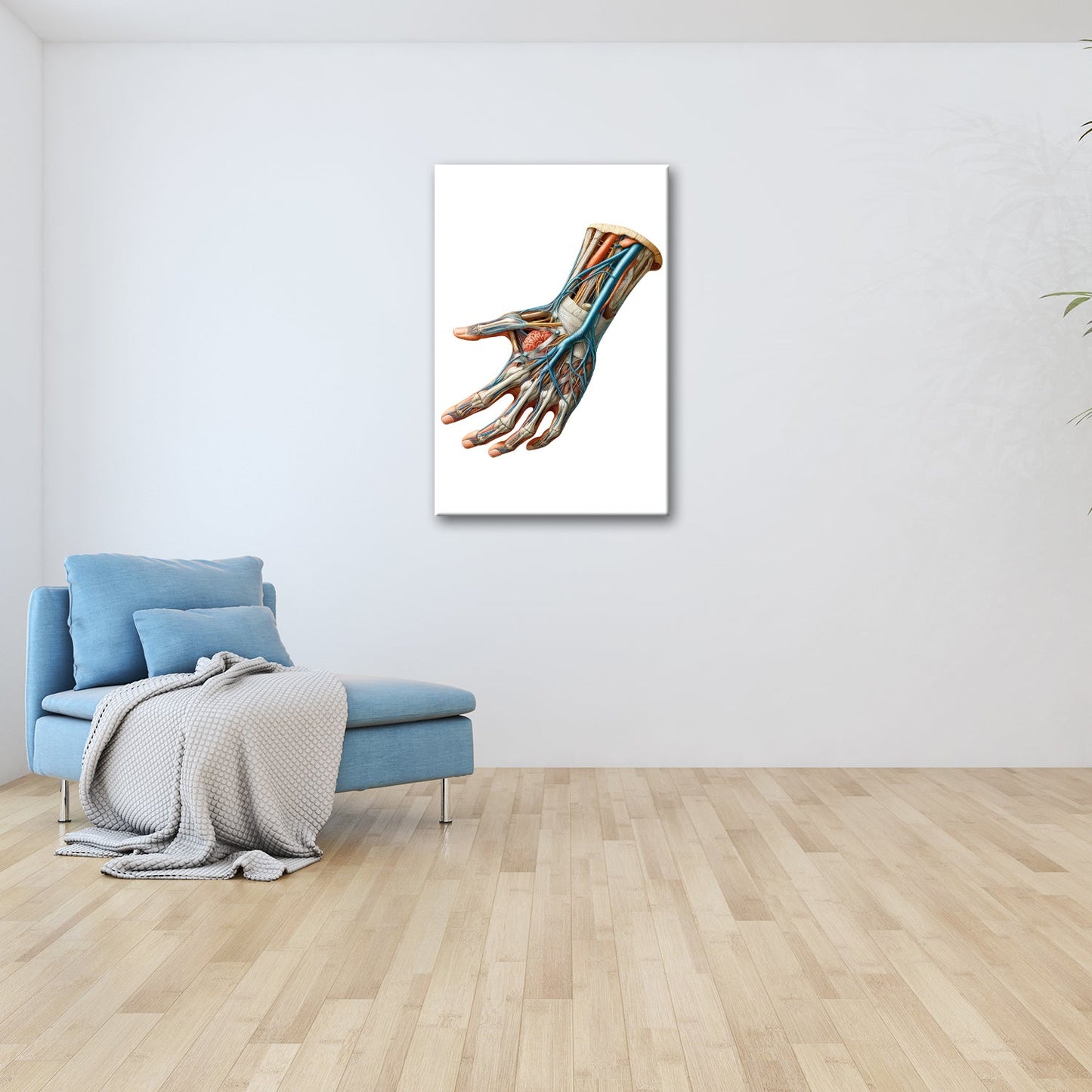 Leinwandbild Anatomie der Hand, ein Geflecht aus Nerven, Muskeln, Leben - deyoli