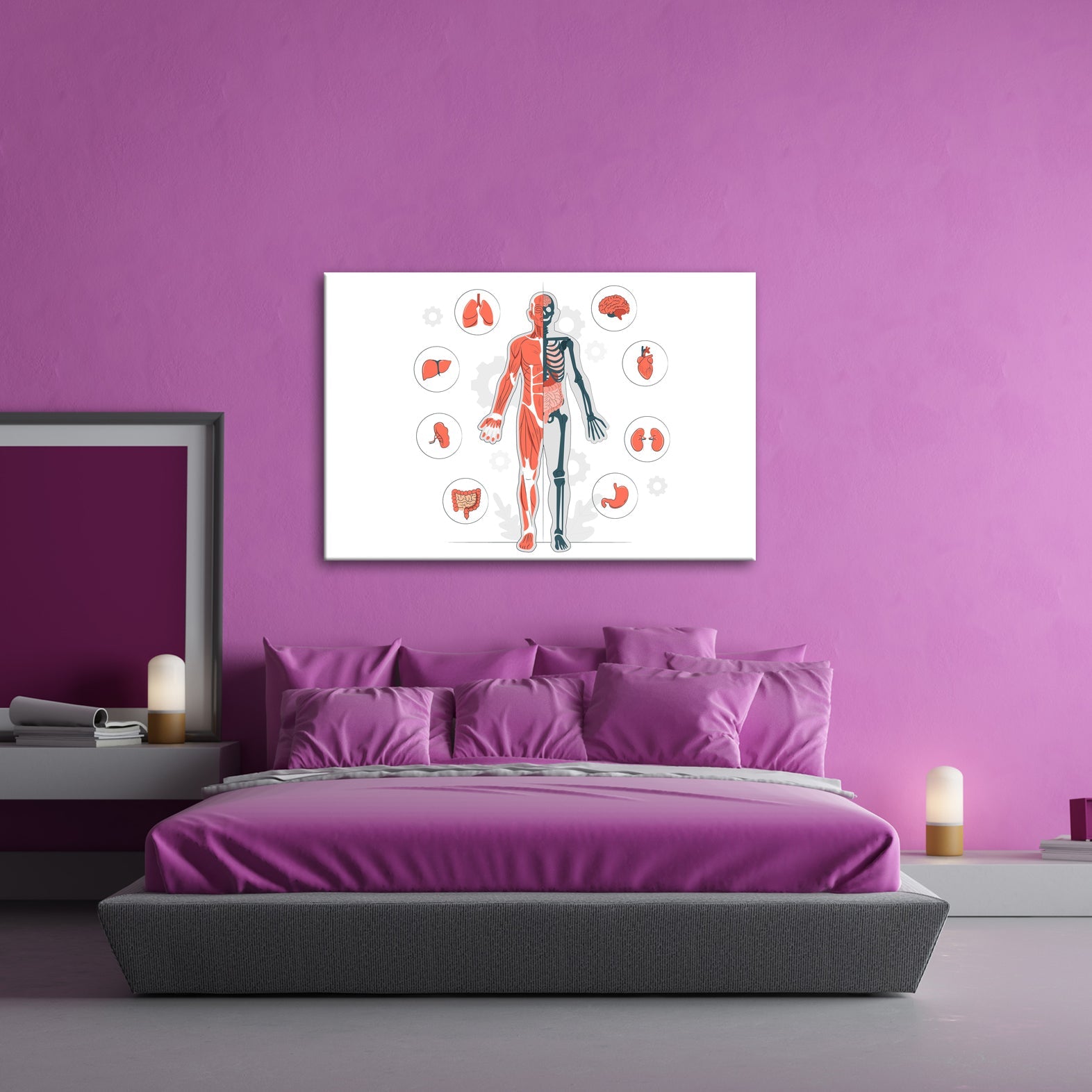 Leinwandbild Anatomie halb Muskel, halb Skelett – ein Blick ins Innere des Lebens - deyoli