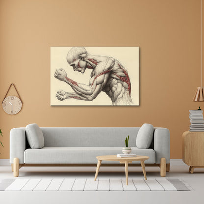 Leinwandbild Anatomie XXL – Kunstwerk entfaltet rohe menschliche Kraft - deyoli