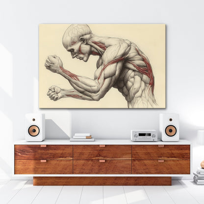 Leinwandbild Anatomie XXL – Kunstwerk entfaltet rohe menschliche Kraft - deyoli