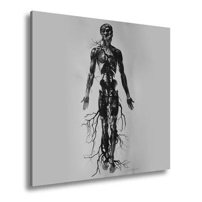 Leinwandbild Anatomische Eleganz XXL – In düsteren Linien - deyoli