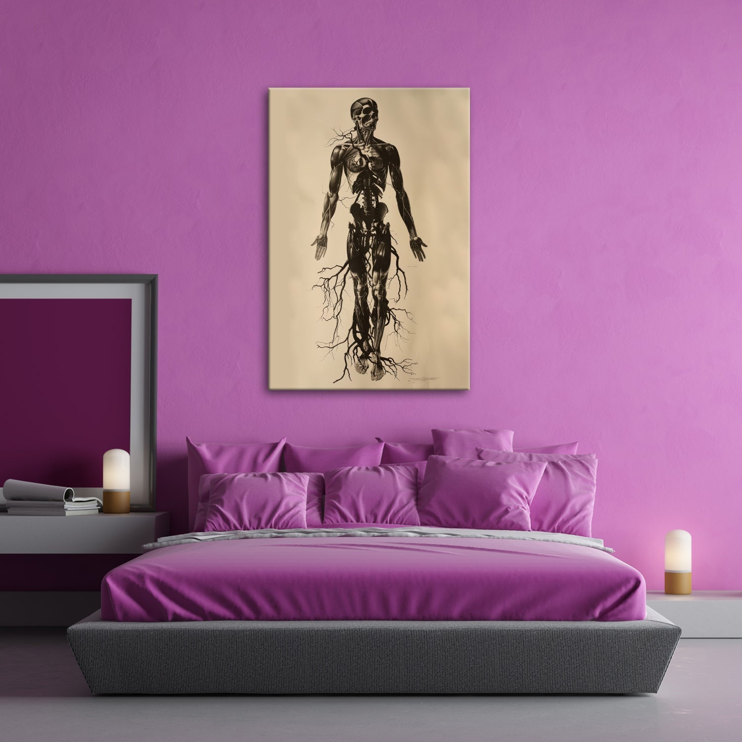 Leinwandbild Anatomische Eleganz XXL – In düsteren Linien - deyoli