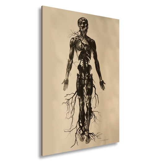 Leinwandbild Anatomische Eleganz XXL – In düsteren Linien - deyoli