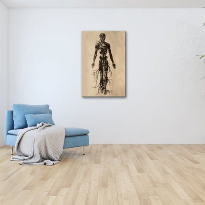 Leinwandbild Anatomische Eleganz XXL – In düsteren Linien - deyoli