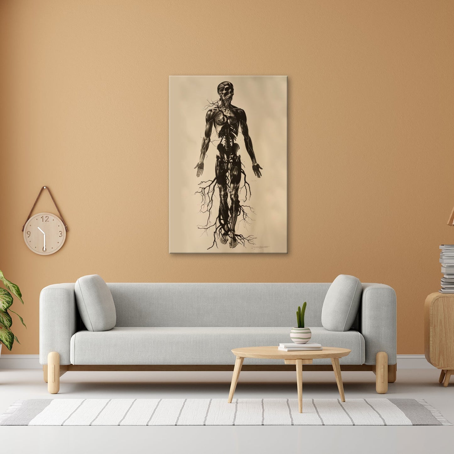 Leinwandbild Anatomische Eleganz XXL – In düsteren Linien - deyoli