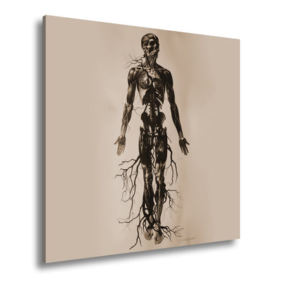 Leinwandbild Anatomische Eleganz XXL – In düsteren Linien - deyoli